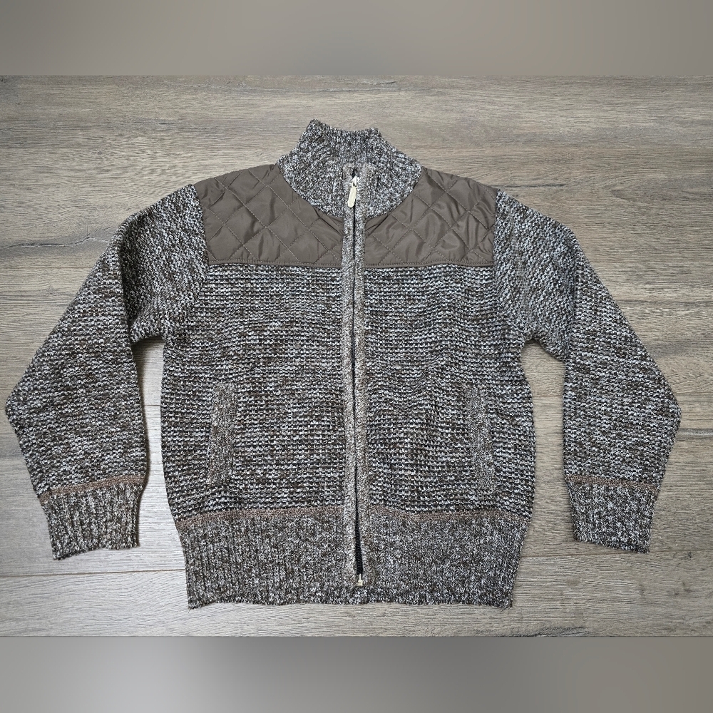Gioberti Knitted Youth Boys Full Zip Cardigan Quilted Brushed Flannel Lining